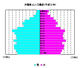 沖縄県の人口構成グラフ