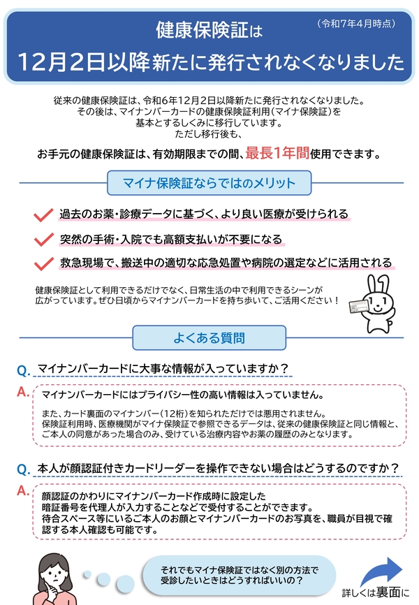 マイナ保険証案内リーフレット表
